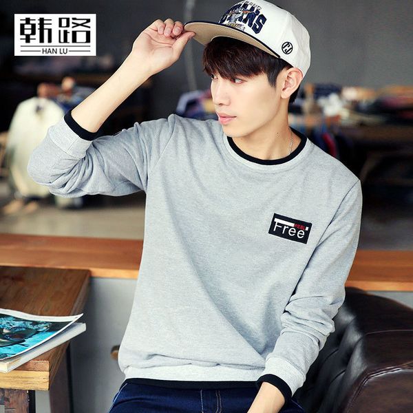 

hanlu spring fall men's selling long-sleeved grease around their necks cotton sweaters fashion casuals rain-pullover, Black