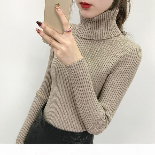 

2020 new autumn winter women knitted turtleneck sweater pullovers casual soft polo-neck jumper fashion slim femme winter clothes fs8225, White;black