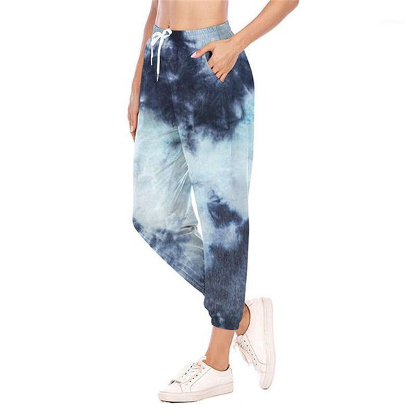 

women's pants & capris 2021 women trousers street harajuku casual tie dye lace up mid waist fashion comfortable ladies harem pants1, Black;white
