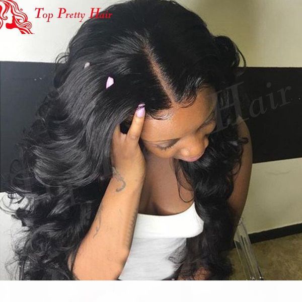 

объемная волна волос фронта шнурка отбеленные узлы glueless body wave lacefront дешевые человеческих волос парики для чернокожих женщин, Black;brown