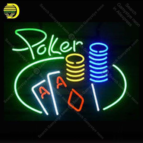 

cursive green poker neon light sign neon sign lamps decorate game room glass tube beer pub store display handcraft iconic sign