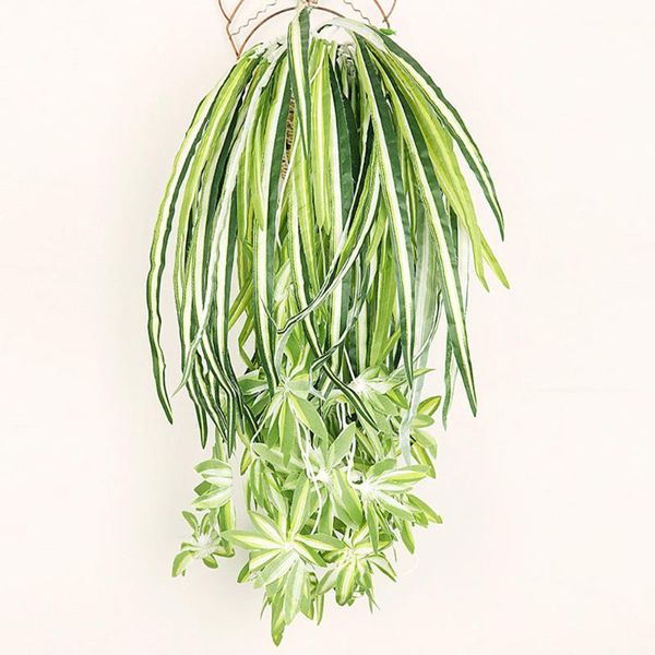 

decorative flowers & wreaths 1pcs 65cm artificial plants wall hanging chlorophytum potted green pvc fake simulation flower living room decor