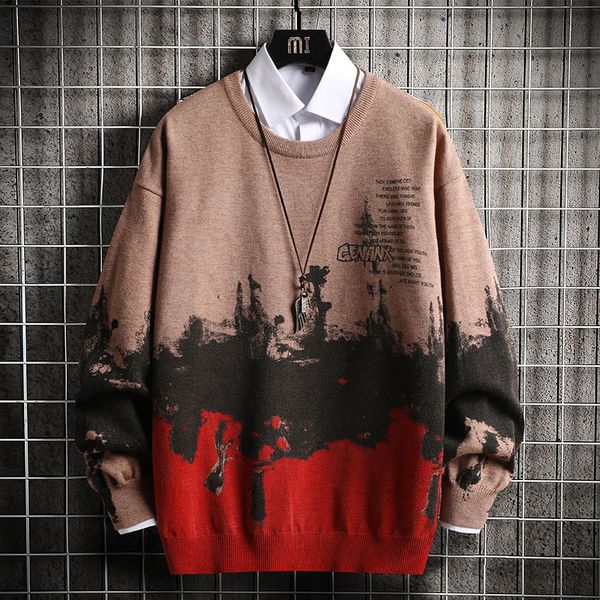 

2021 new men's street fashion autumn winter pullovers knitted sweaters men clothing o-neck long sleeve shirt adqo, White;black