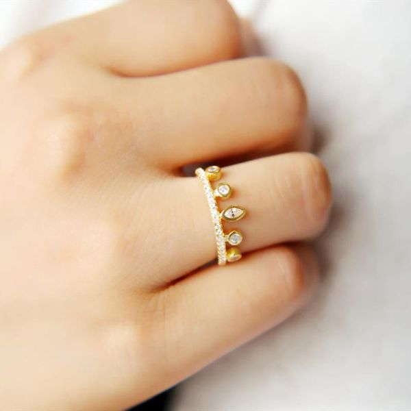 

wedding rings size 6 7 gold filled sparking bling cubic zirconia pricess crown shape enegagament gift fashion bridal ring, Slivery;golden