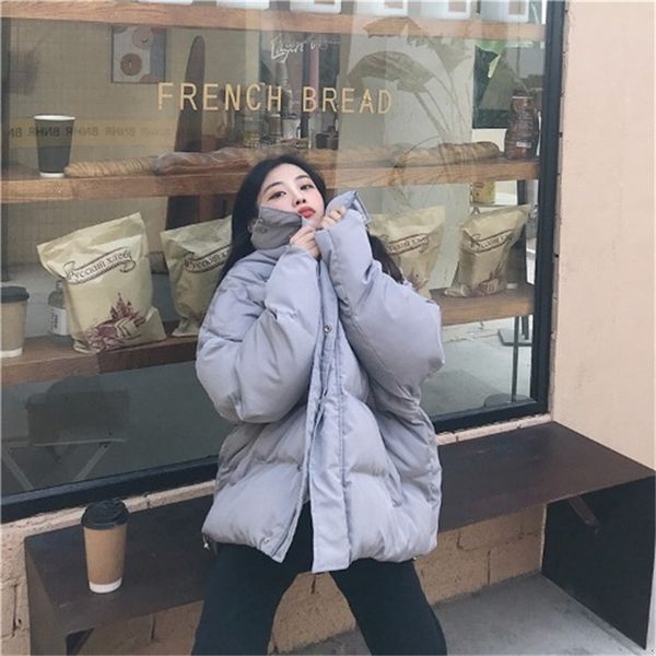 

2021 new thick winter cotton cotton-padded clothes women's fashion simple solid all-match light jacket 2o8b, Black