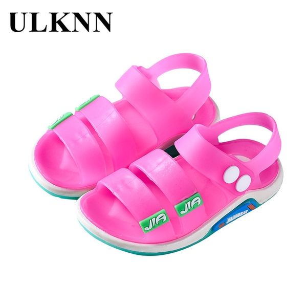 

ulknn new summer jelly children sandals baby girls sandals flat boys beach shoes soft pvc casual kids shoes breathable non-slip y200619, Black;red