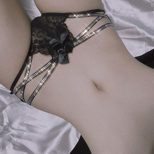 

ojbk lace panties lady sleepwear diamond underpants soft lingerie low-rise knickers hollow womens briefs thin ultra, Red;black