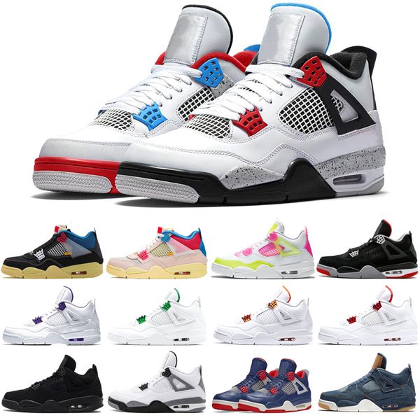 

orange metallic basketball shoes mens women 4s iv black cat lemon venom pure money court purple deep ocean sport sneakers size36-47