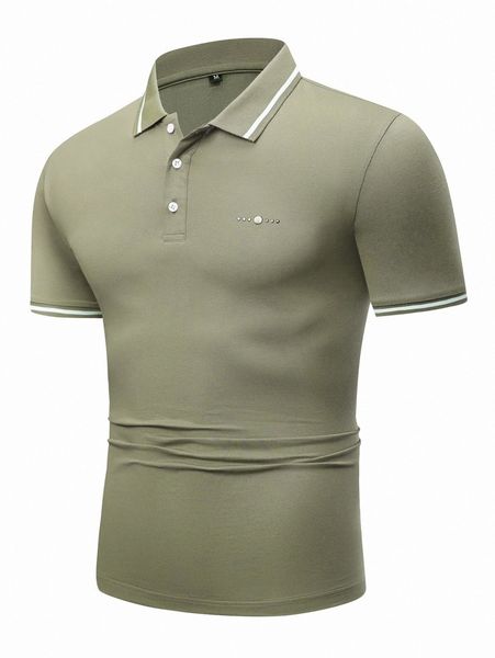 

men contrast trim polo shirt h0mz#, White;black