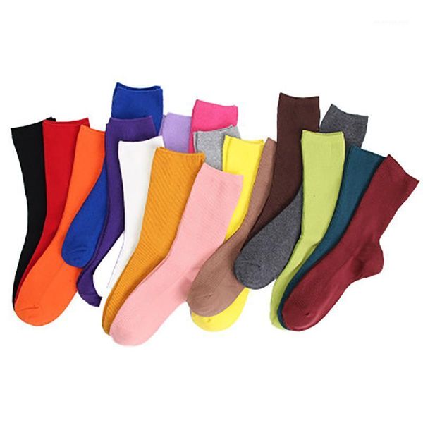 

socks & hosiery women fashion solid color men trendy retro street style breathable comfortable soft cotton winter long1, Black;white