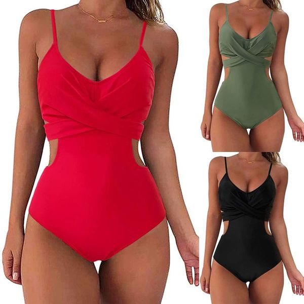 

women's swimwear 2022 black one piece swimsuit women cut out push up monokini bathing suits beach wear swimming suit for, White;black