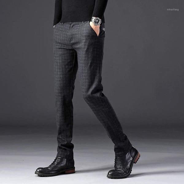 

men's pants 2021 spring autumn men's long regular straight fit smart pockets and zipper casual elasticity trousers 381, Black