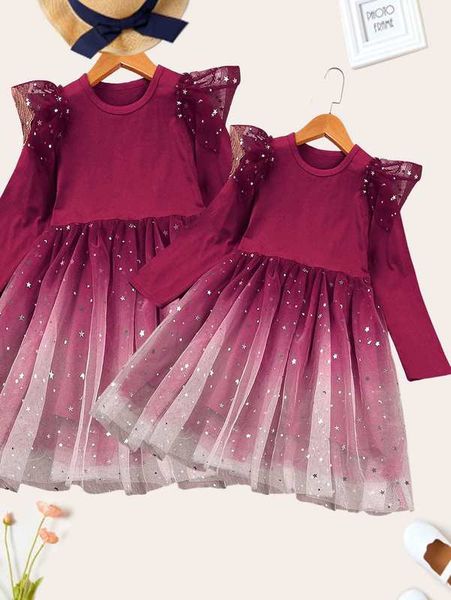 

toddler girls 1pc ruffle trim star mesh dress she, Red;yellow