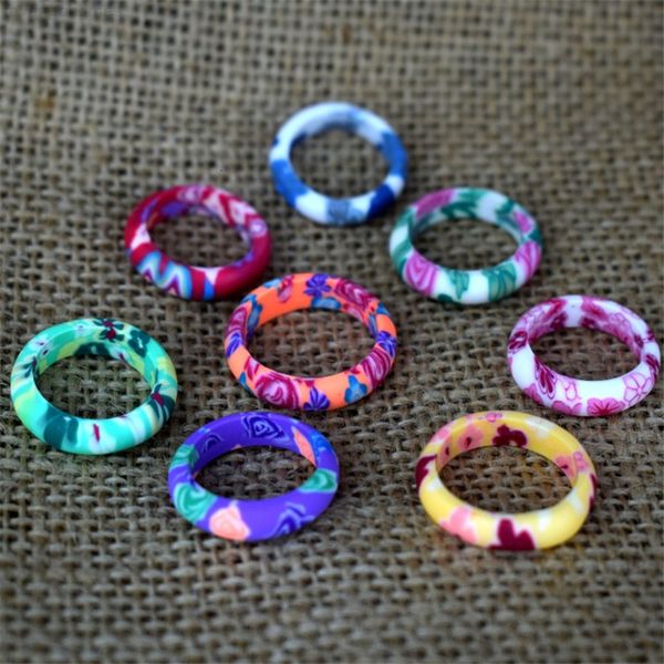

colors thin polymer clay fimo band rings 50factory/lot fashion 6mm ring mixed sizes jewelry, Silver