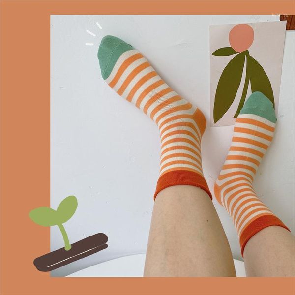 

sp&city colorful striped cotton socks fashion retro sporty thin stacked women's socks summer comfort breathable casual sokken1, Black;white