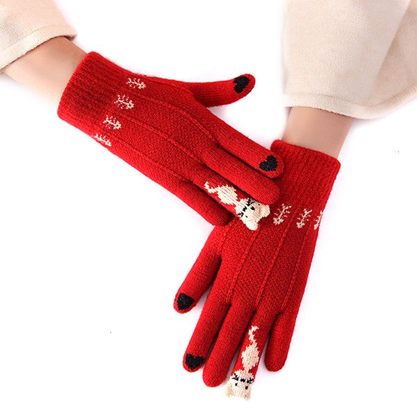 

factoryu9d2gloves stretch winter men women touch screen warm knit mittens imitation wool full finger guantes female croc