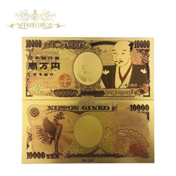 

10pcs new design color japan banknote 10000 yen banknotes in 99.9 gold plated fake paper money for collection wmtohb rimmer