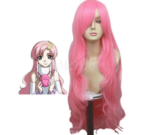 Gundam Semente Lacus Clyne Longa Onda Pink Wig Cosplay