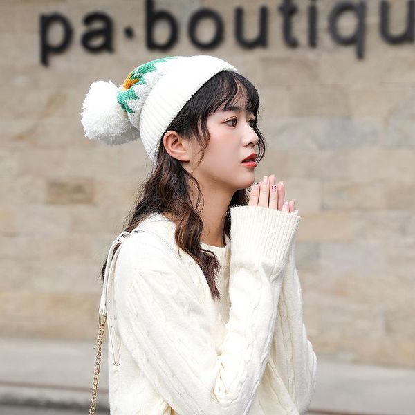 

berets hats woman wool hat color grid diamond knitting increase down keep warm set head cap outdoors tourism earmuffs tide, Blue;gray
