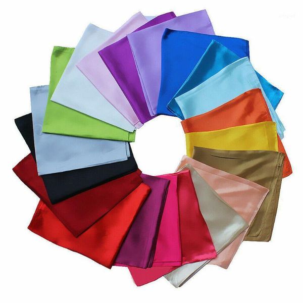 

scarves womens candy colors solid silk-satin kerchief small square neck 60cm1, Blue;gray