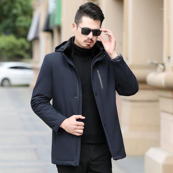 

mimi winter 2020 new men's down jacket medium length jacket detachable tank men's down detachable, Black