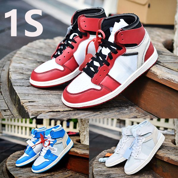 

box 1 high og 1s white x travis scotts mens basketball shoes unc powder blue tie dye chicago men women trainers sneakersfast shi