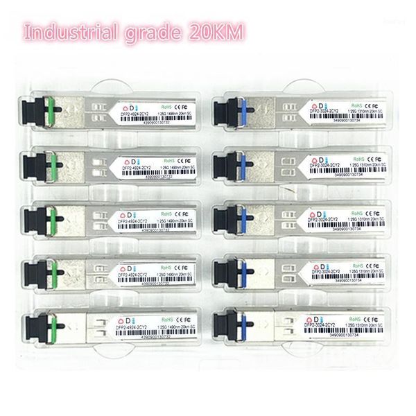 

sc sfp fiber optic module industrial grade -40~+80 celsius 1.25g20km 1310/1550nm single-sfp compatible optical module 5pairs1