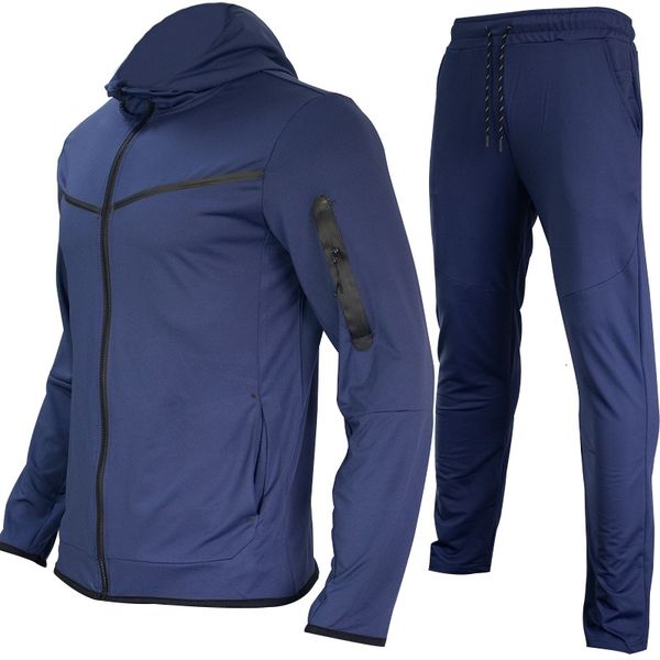 

men's tracksuits autumn imitation casual cotton suit zipper shirt hooded men p2ln, Gray