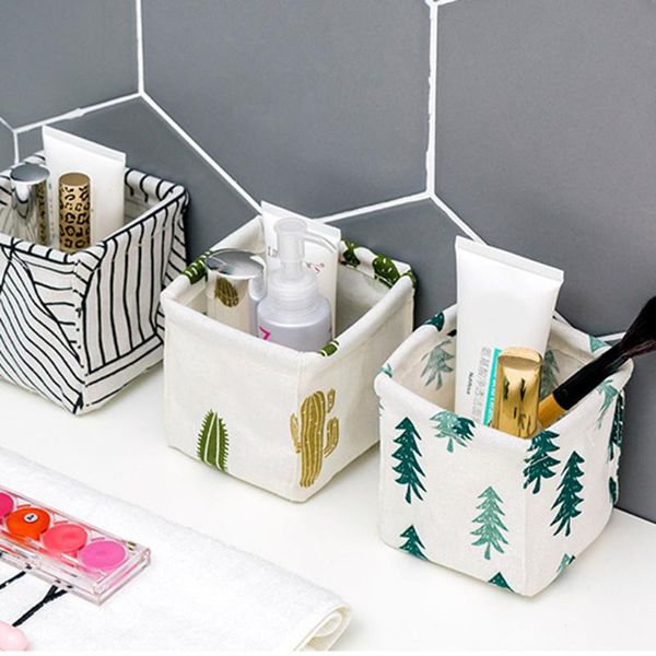 

storage baskets fenkicyen cotton linen deskbasket foldable office stationery organizer home organize floral
