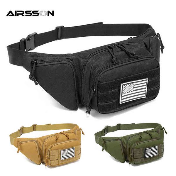 Outdoor Taktische Taille Tasche Pistole Holster Molle Militär Kampf Taille Fanny Pack Utility Nylon Schulter Tasche für Jagd Camping Y1227