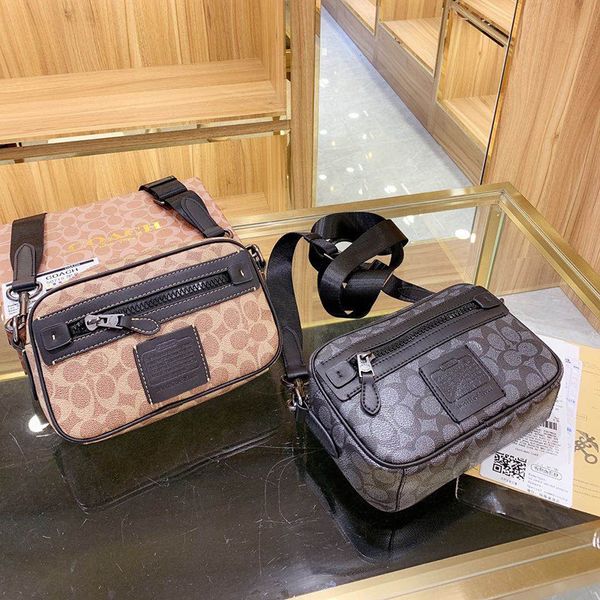 

new style leather square printed one shoulder messenger waist bag