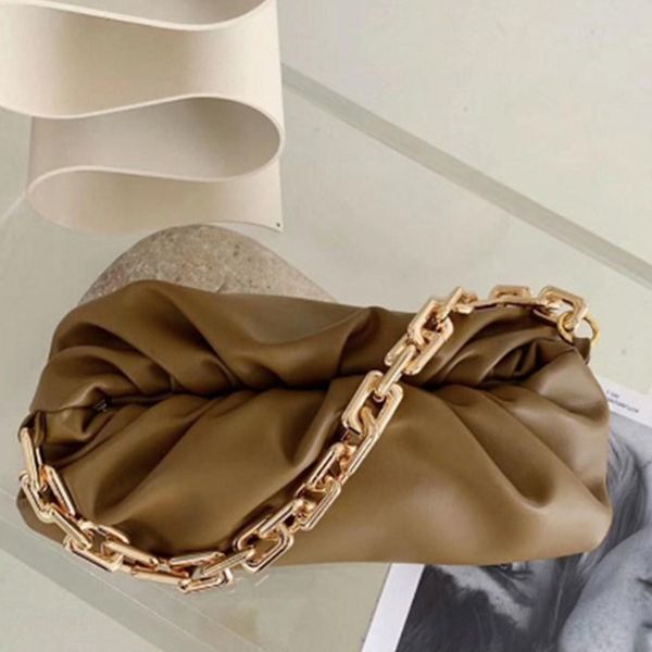 

fashion shoulder handbags black famous designer brand soft leather ladies pouch bag with big metal chain woman luxurys designer bag 2020