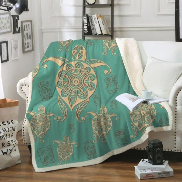 

new 3d print rectangle sherpa blanket wearable throw blanket fj131, Blue;gray