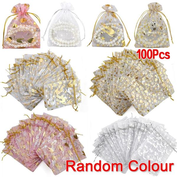 

gift wrap 100pcs mixed organza pouch wedding bead candy bags pouches