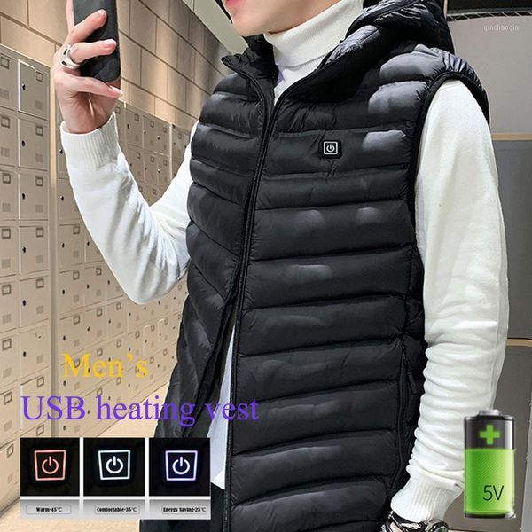 

outdoor t-shirts men's 4 colors usb heated vest office wear jacket keep warm fashion work camping 2021 battery 5v/2a 1, Gray;blue