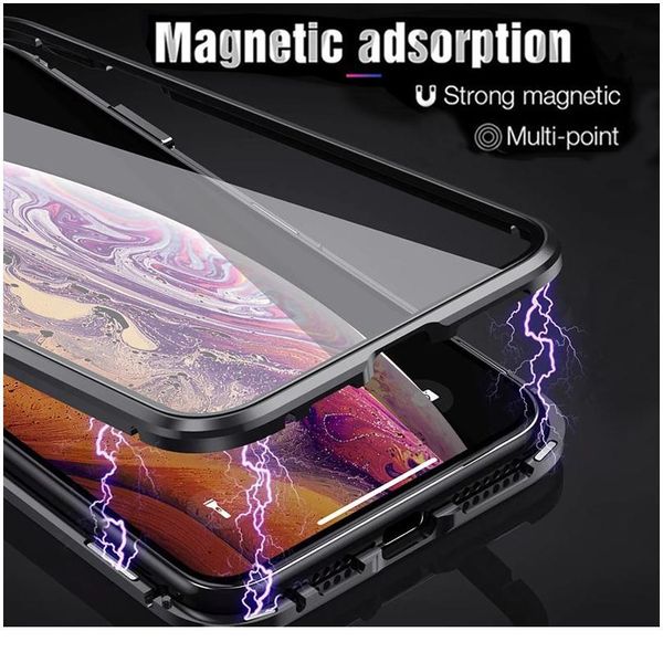 

360 magnetic metal phone case for iphone 11 pro max double side glass for iphone x xr xs ma qylvyo