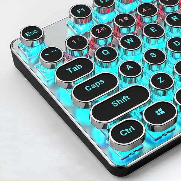 

steampunk gaming mechanical keyboard 104 keysanti-ghosting rgb backlight black/blue switch wired keyboard for desklap
