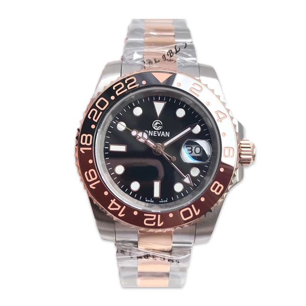 

ceramic bezel pvd gmt mens mechanical stainless steel automatic movement 2813 watch men fashion watches designer wristwatches keyaa shi, Slivery;brown