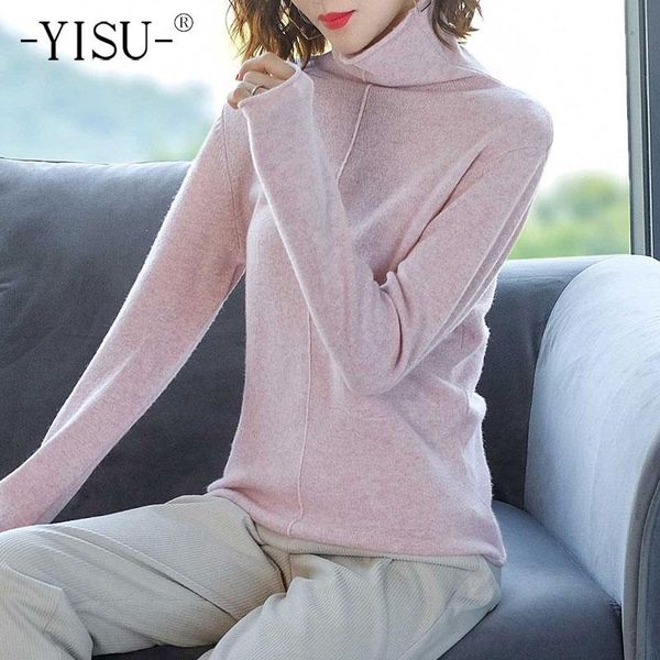 

yisu women sweater winter turtleneck knitted pullover wool casual female pullover loose fashion jumper solid color warm sweater, White;black