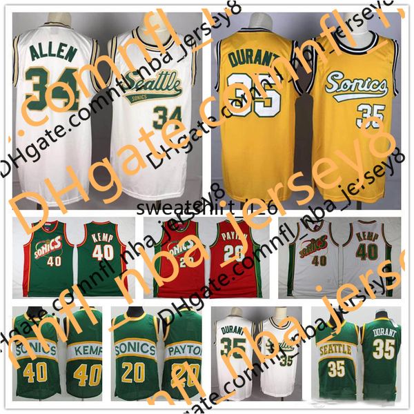 

vintage seattle nba supersonics sonics jersey gary 20 payton shawn 40 kemp kevin 35 durant new ray 20 allen cheap, Black;red