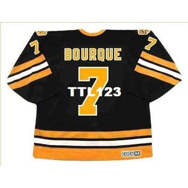 

740s #7 raymond bourque boston bruins 1982 ccm vintage away hockey jersey or custom any name or number retro jersey, Black