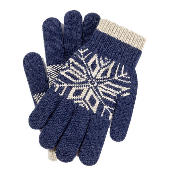 

winter plus warm tibetan youth student men's knitting cashmere like wool couple touch screen gloves, Blue;gray