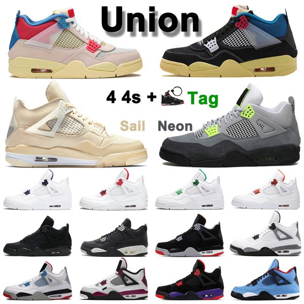 

2021 union 4 4s men basketball shoes what the guava ice sail neon black cat bred cement mens women trainers outdoors sports sneakers