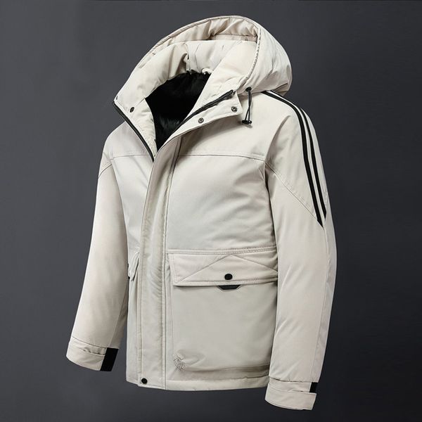 

202 new men's hooded fro fashion brand down cotton padded jaet thiened in winter, Black