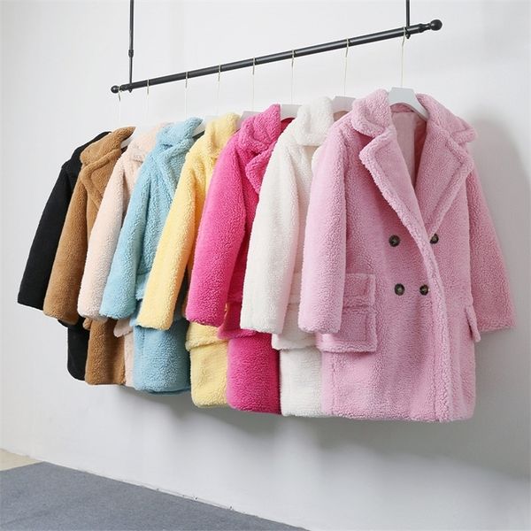 

fluffy thick warm faux fur coat women artificial plush jacket women's teddy bear coats female winter solid button jackets 201212, Black
