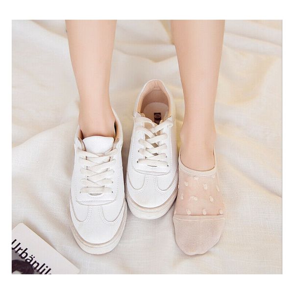 

2019 invisible socks women lace boat socks soft thin crystal glass silk no show socks knit low transparent short summer jllqkn, Black;white