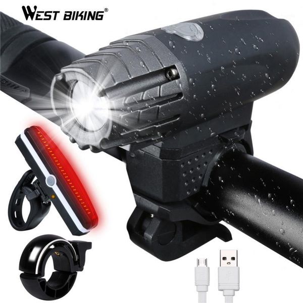 

west biking bike light set waterproof handlebar front lamp taillight usb recharging safety night cycling flashing bicycle light1