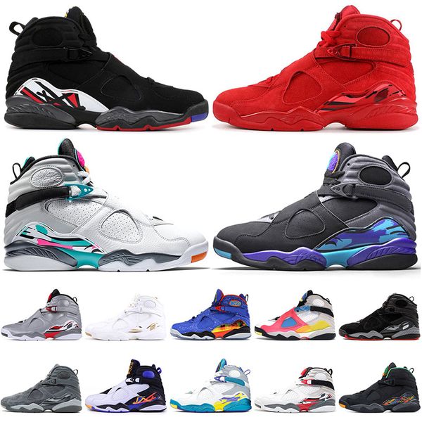 

8 8s viii new jumpman aqua black south beach basketball shoes valentines chrome men women countdown pack sport trainers sneakers 40-47