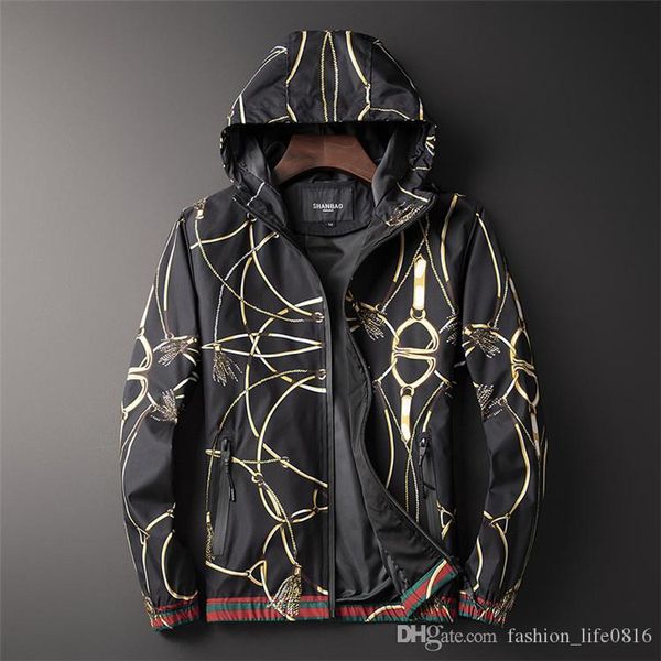 

spring and autumn new men's zipper jacket with hooded collar long sleeve casual slim windrunner men's sports windbreaker, Black;brown