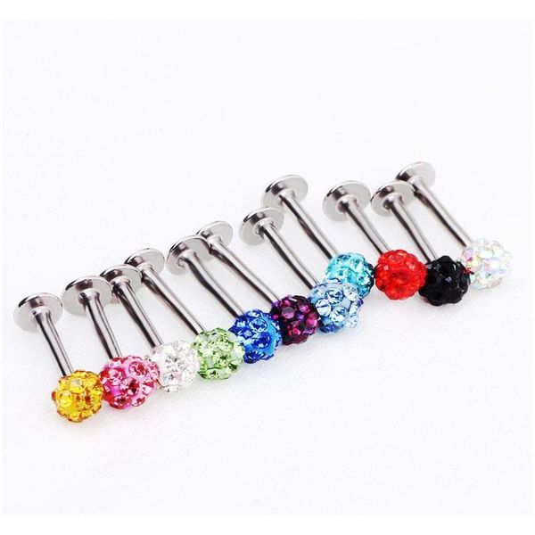 

body jewelry l24 50pcs mix 10 colors body piercing jewelry shamballa disco ball labret sqczlo new_dhbest, Black